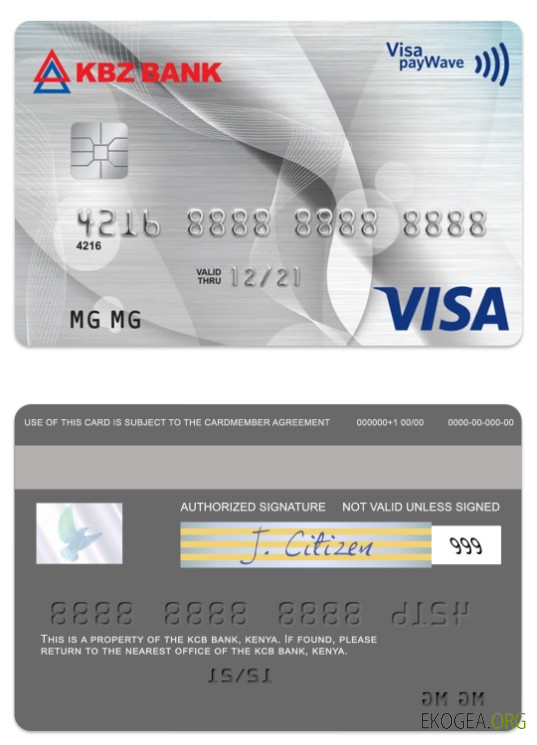 Carte de crédit visa MPU de la banque KBZ du Myanmar